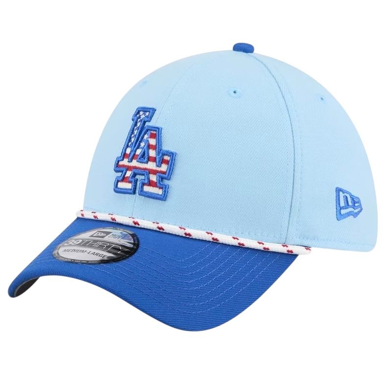 Los Angeles Dodgers Men's Light Blue New Era 39Thirty 2025 4th of July Flex Fit Hat