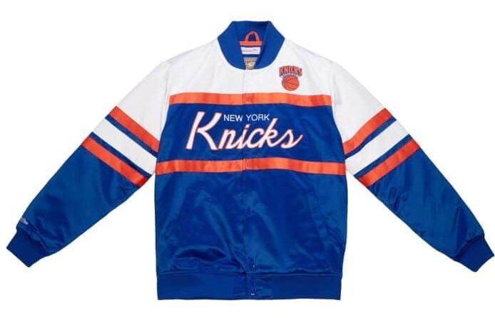 New York Knicks Men’s Mitchell & Ness Retro Special Script Heavyweight Satin Jacket