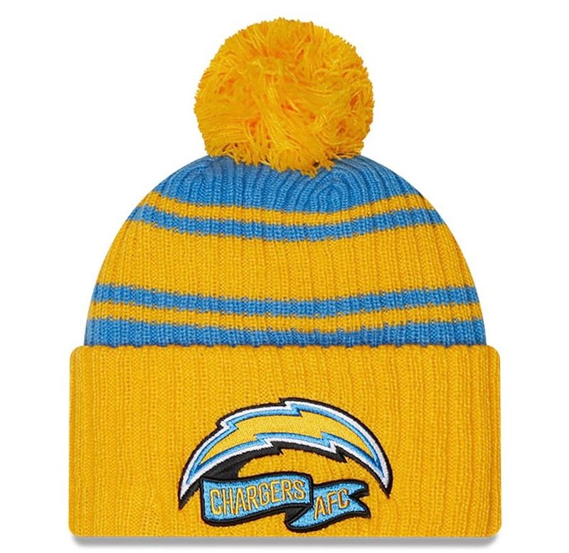 Los Angeles Chargers Men’s New Era Sideline Cuffed Pom Knit Hat