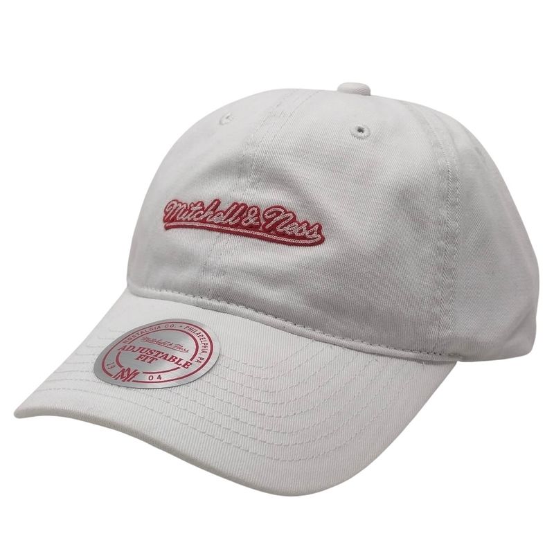 Mitchell & Ness Men’s White Logo Adjustable Hat