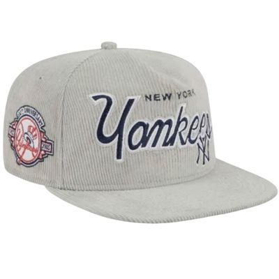 New York Yankees Men's Gray New Era Corduroy Golfer Adjustable Hat