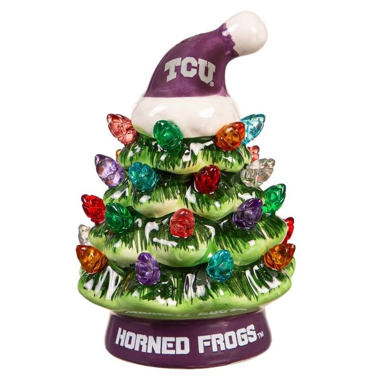 TCU Horned Frogs 4" Ceramic LED Christmas Tree