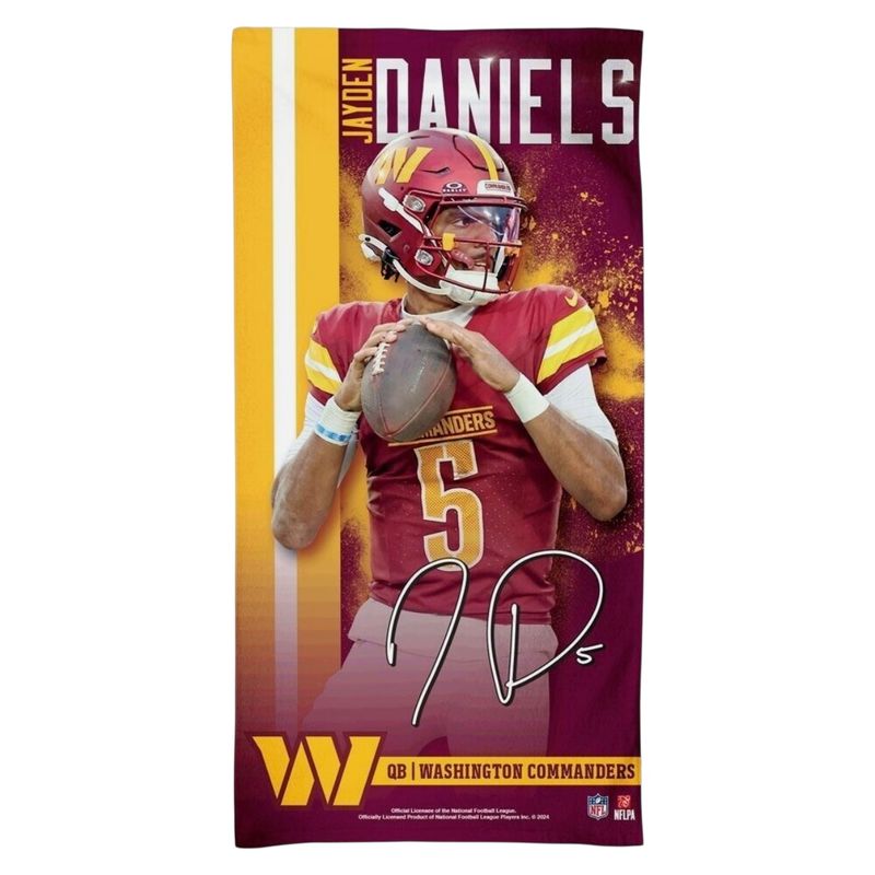 Washington Commanders Jayden Daniels Beach Towel