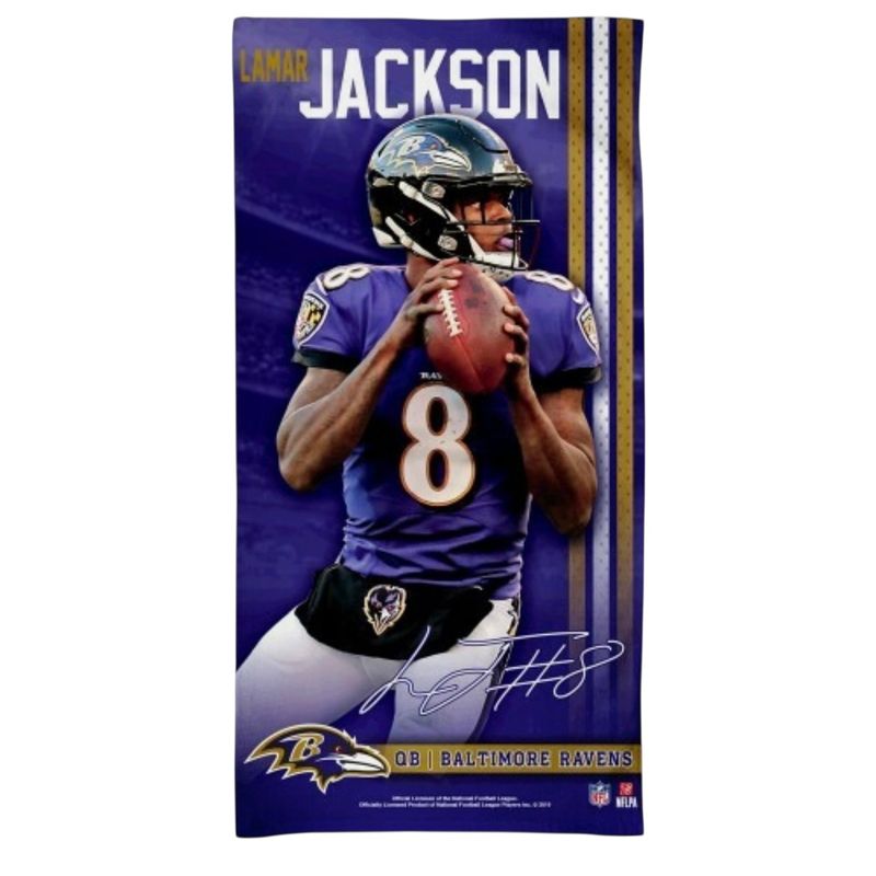 Baltimore Ravens Lamar Jackson Beach Towel