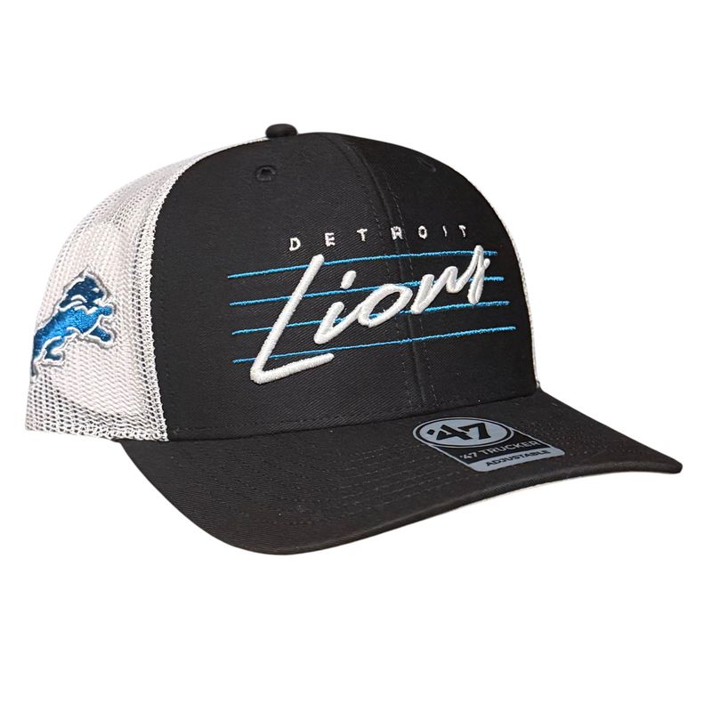 Detroit Lions Men’s Black Downburst 47 Trucker Snapback Hat