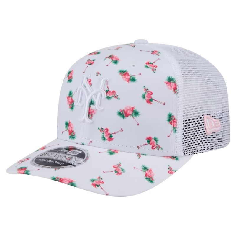 New York Mets Men’s New Era White Flamingo Pattern 9SEVENTY Trucker Snapback Hat