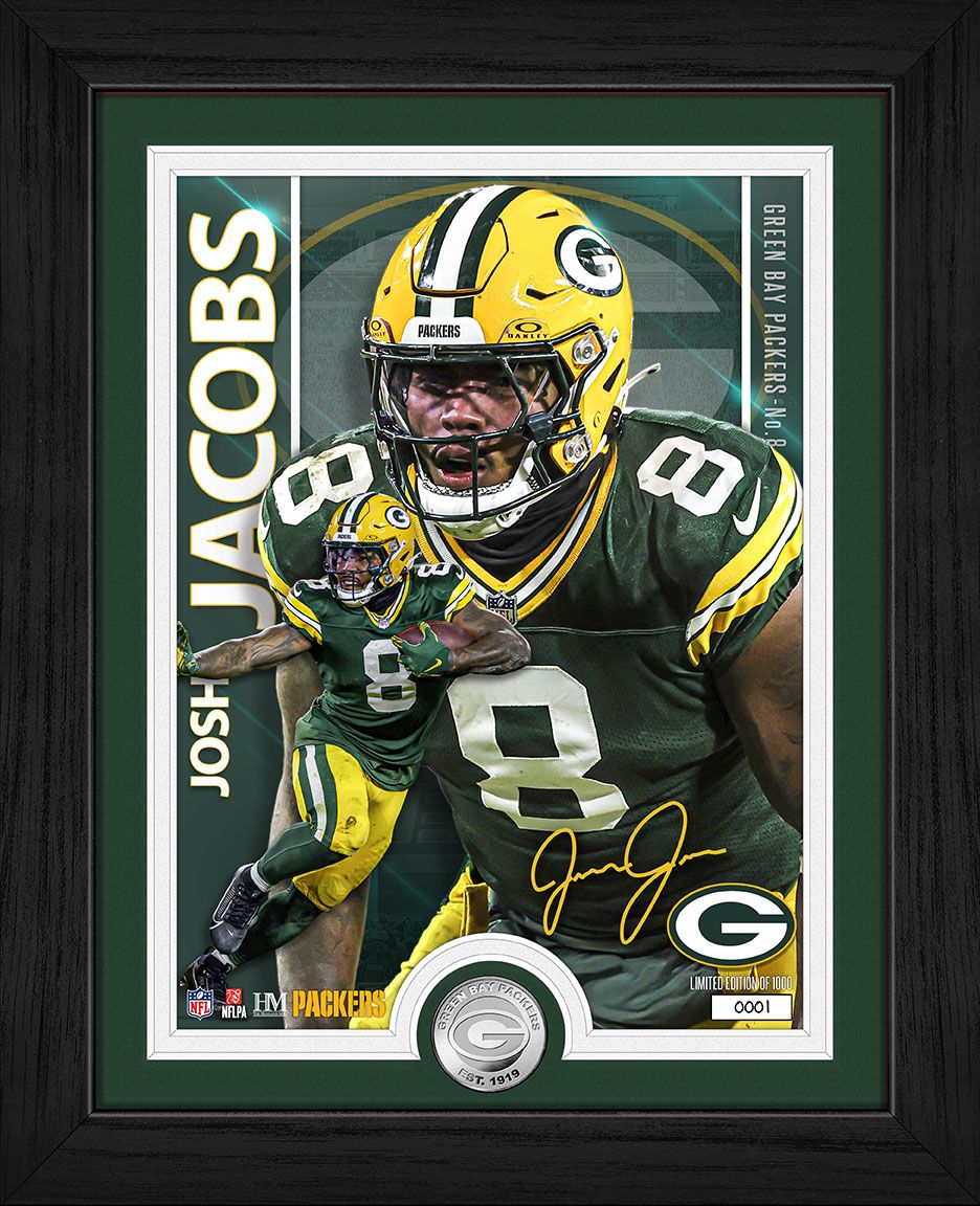 Green Bay Packers Josh Jacobs Artist Proof Silver Coin Photo Mint