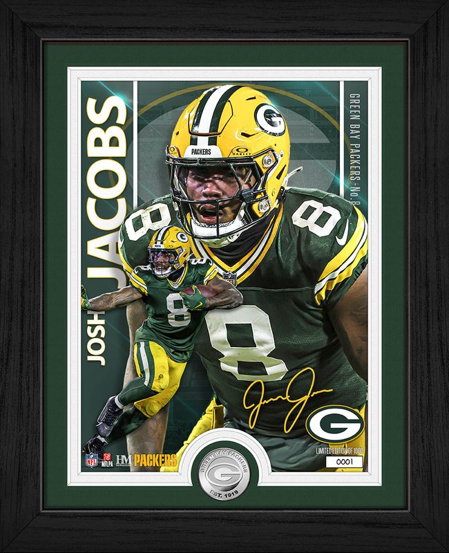 Green Bay Packers Josh Jacobs Artist Proof Silver Coin Photo Mint