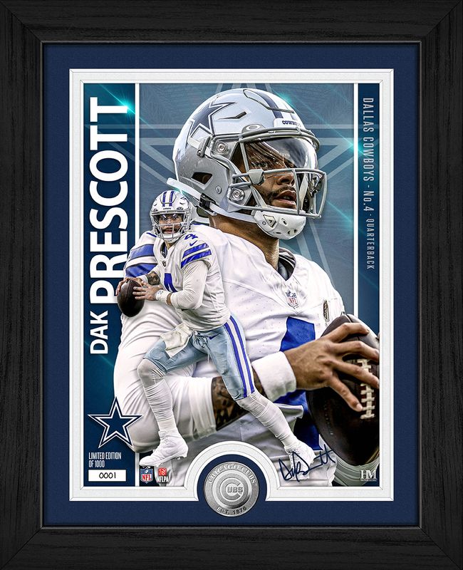 Dallas Cowboys Dak Prescott Artist Proof Silver Coin Photo Mint Dallas Cowboys Dak Prescott Artist Proof Silver Coin Photo Mint