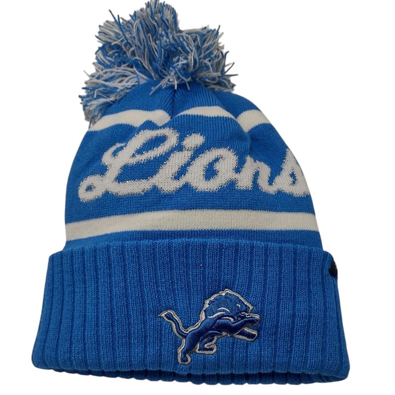 Detroit Lions Men's Blue Raz 47 Brand Cuffed Pom Knit Hat