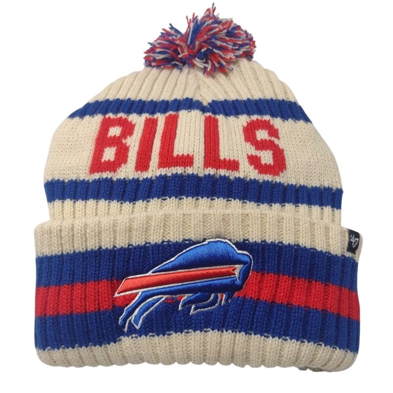 Buffalo Bills Men's Natural Bering 47 Cuffed Pom Knit Hat Buffalo Bills Men's Natural Bering 47 Cuffed Pom Knit Hat