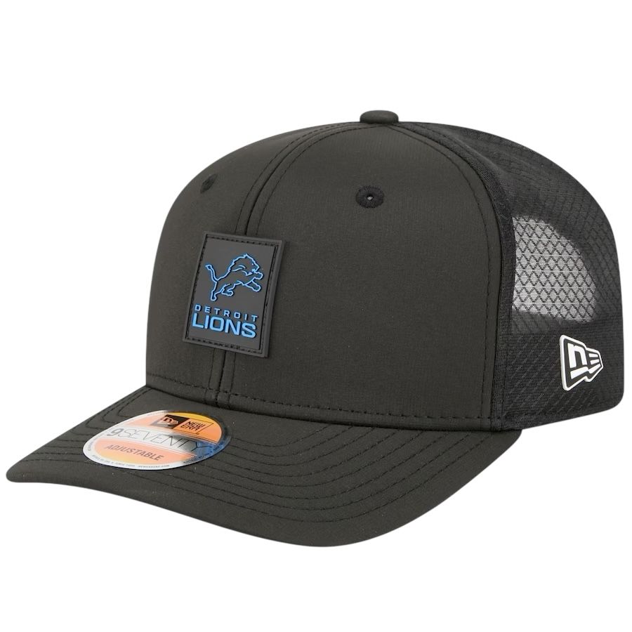 Detroit Lions Men's Black New Era 2025 Sideline 9SEVENTY Trucker Adjustable Hat