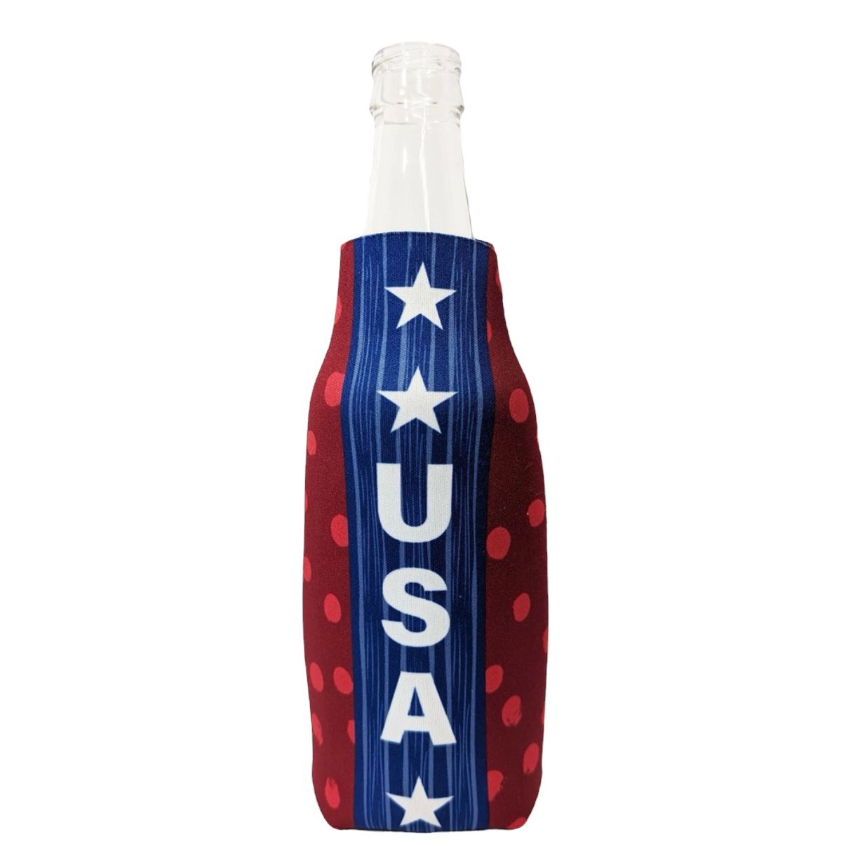 USA Polka Dots 12 Ounce Bottle Cooler