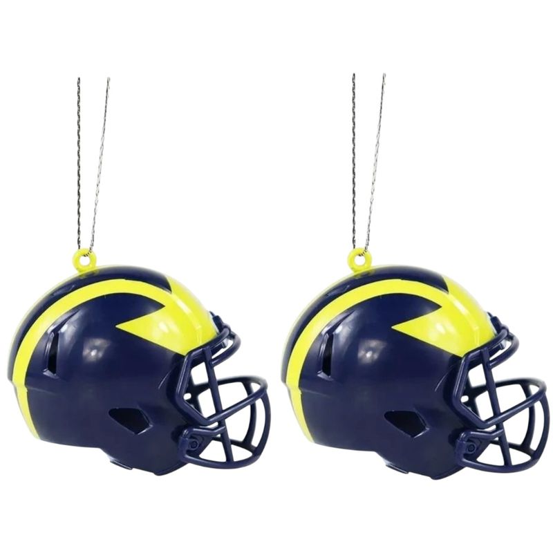 Michigan Wolverines Team Helmets Christmas Ornament Set
