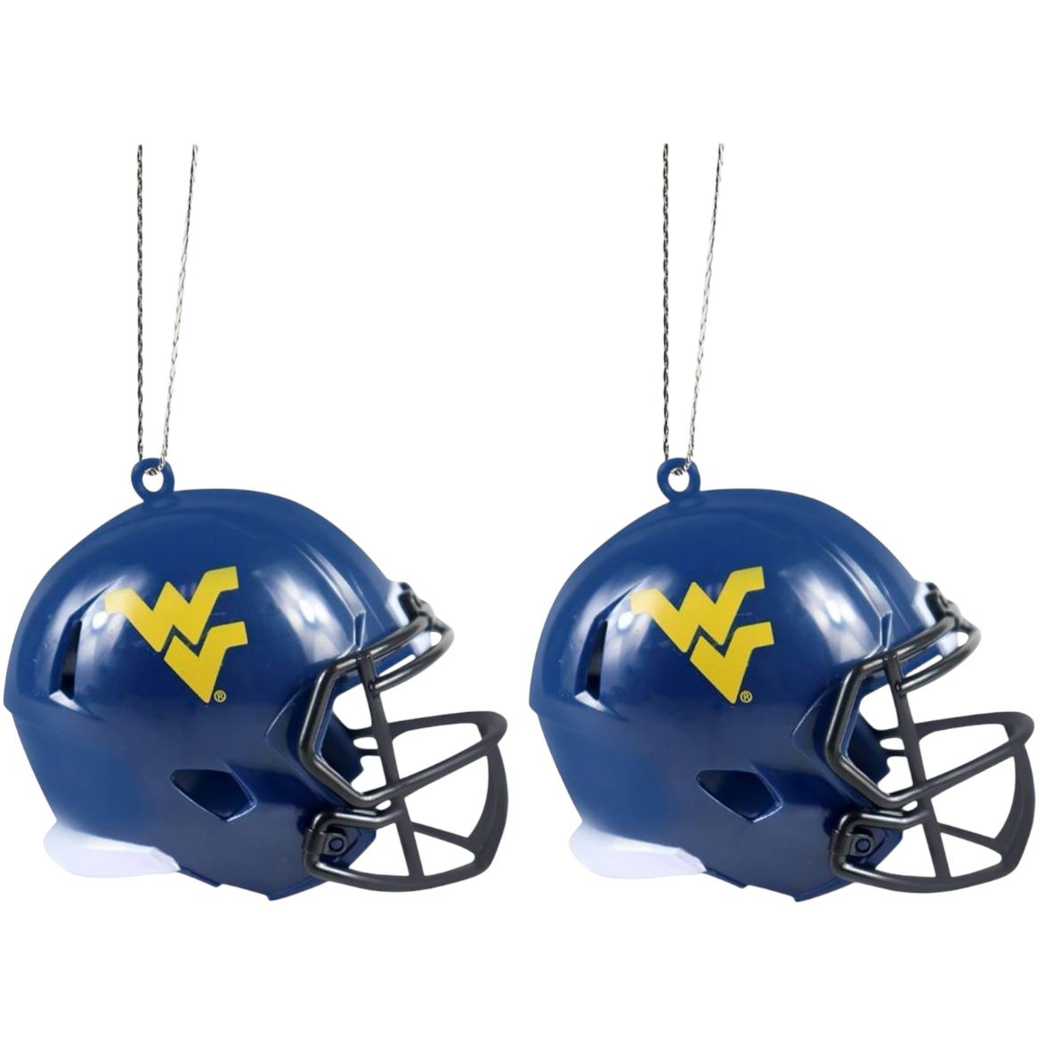West Virginia Mountaineers Team Helmets Christmas Ornament Set