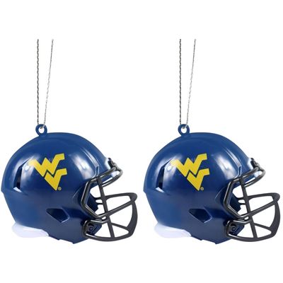 West Virginia Mountaineers Team Helmet Christmas Ornament Set