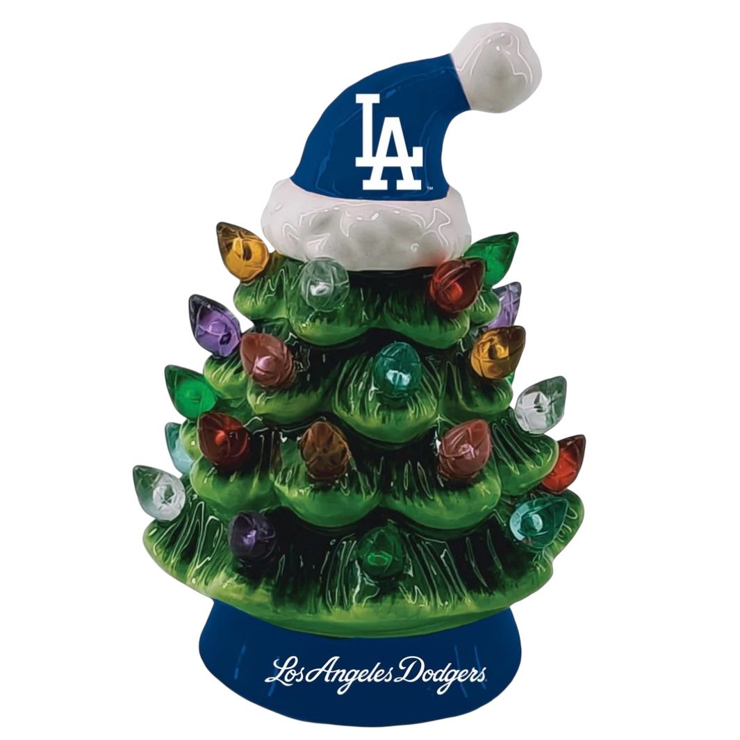 Los Angeles Dodgers 4" Ceramic LED Christmas Tree