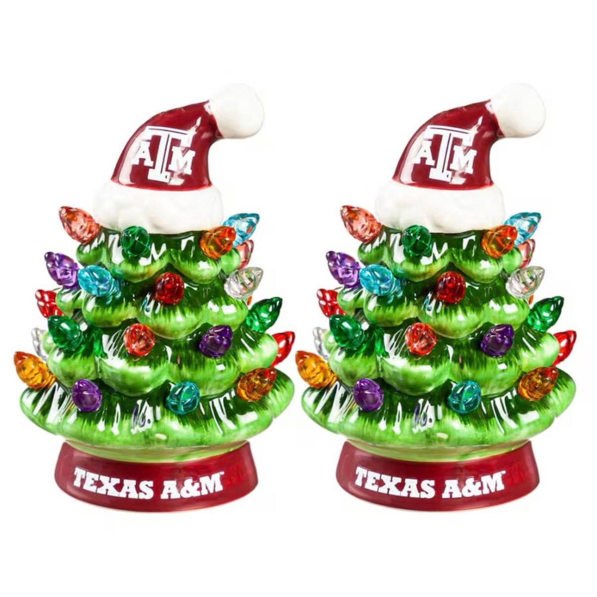 Texas A&M Aggies 4" Ceramic LED Christmas Trees Set of 2