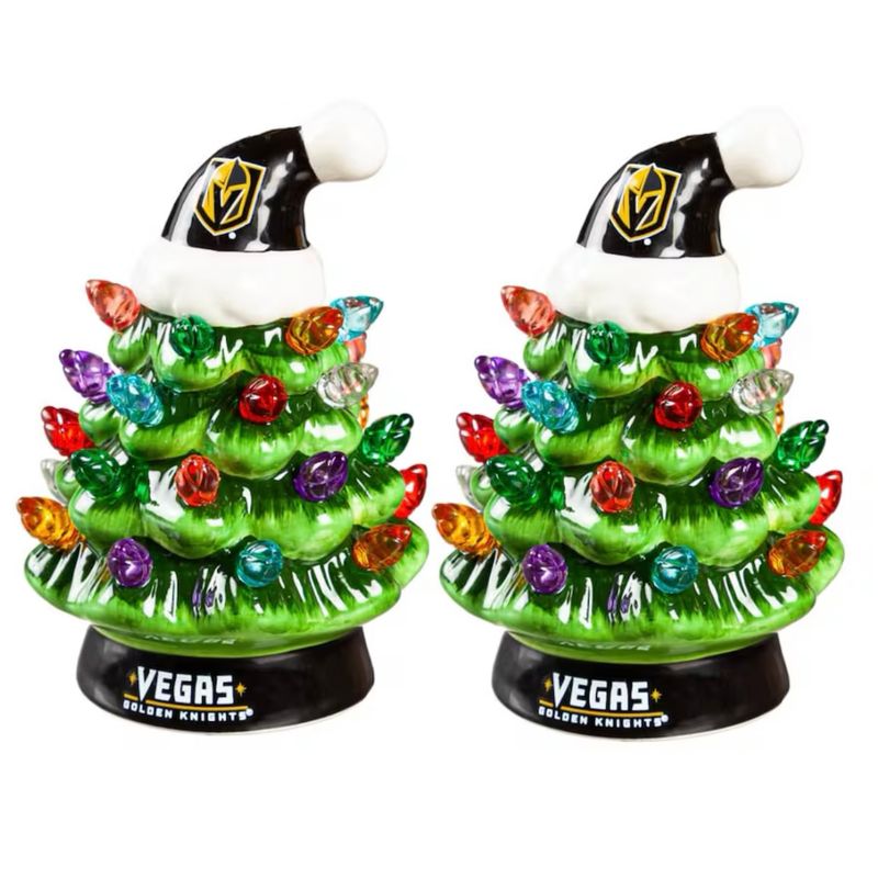 Vegas Golden Knights 4" Ceramic LED Christmas Trees Set of 2