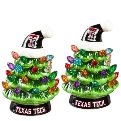 Texas Tech Red Raiders 4" Ceramic LED Christmas Trees Set of 2