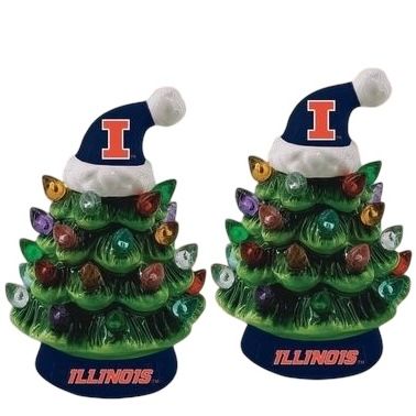 Illinois Fighting Illini 4" Ceramic LED Christmas Trees Set of 2