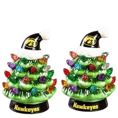 Iowa Hawkeyes 4" Ceramic LED Christmas Trees Set of 2