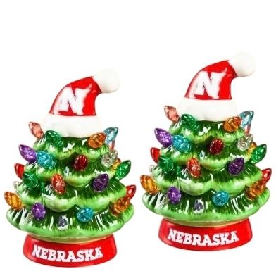 Nebraska Cornhuskers 4" Ceramic LED Christmas Trees Set of 2