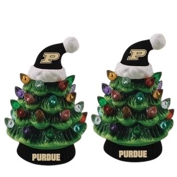 Purdue Boilermakers 4" Ceramic LED Christmas Trees Set of 2