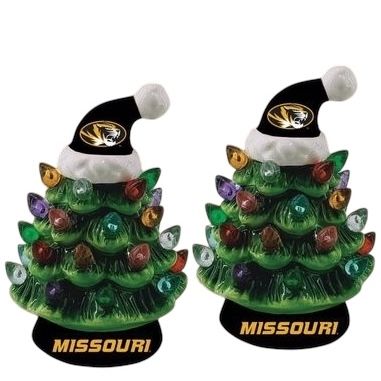 Missouri Tigers 4" Ceramic LED Christmas Trees Set of 2