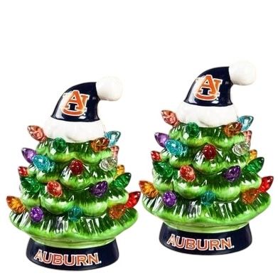 Auburn Tigers 4" Ceramic LED Christmas Trees Set of 2