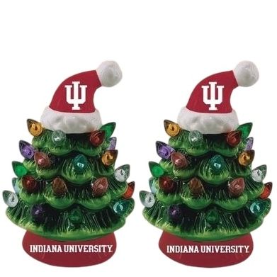 Indiana Hoosiers 4" Ceramic LED Christmas Trees Set of 2
