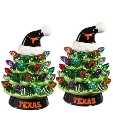 Texas Longhorns 4" Ceramic LED Christmas Trees Set of 2