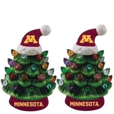Minnesota Golden Gophers 4" Ceramic LED Christmas Trees Set of 2