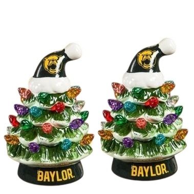 Baylor Bears 4" Ceramic LED Christmas Trees Set of 2