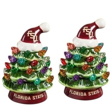 Florida State Seminoles 4" Ceramic LED Christmas Trees Set of 2