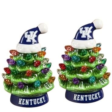 Kentucky Wildcats 4" Ceramic LED Christmas Trees Set of 2