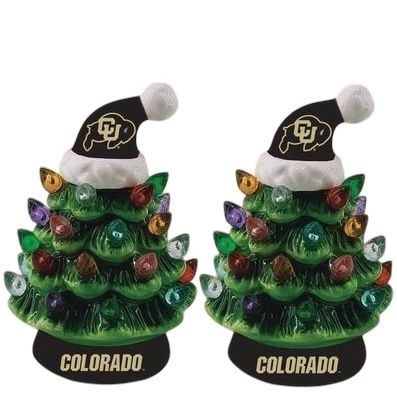 Colorado Buffaloes 4" Ceramic LED Christmas Trees Set of 2
