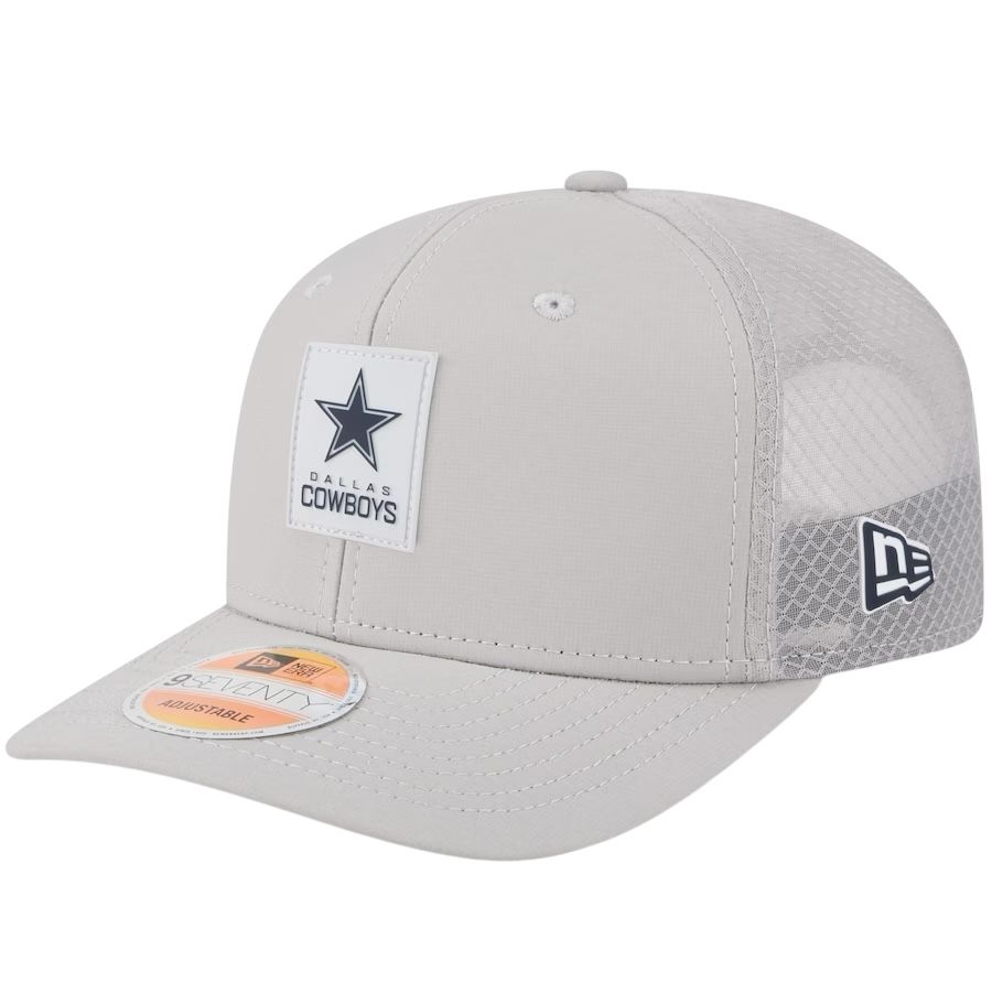 Dallas Cowboys Men's Gray New Era 2025 Sideline 9SEVENTY Trucker Adjustable Hat
