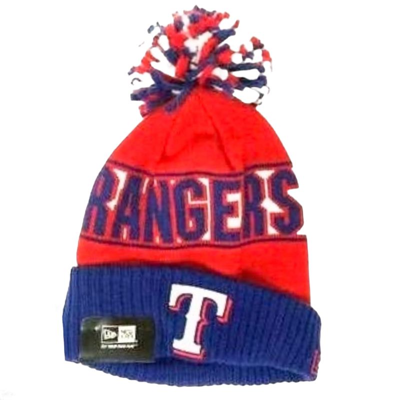 Texas Rangers Men's New Era Cuffed Pom Knit Hat