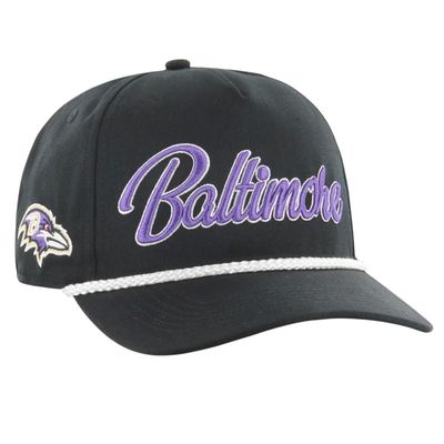 Baltimore Ravens Men’s Black Overhand Script 47 Hitch Snapback Hat