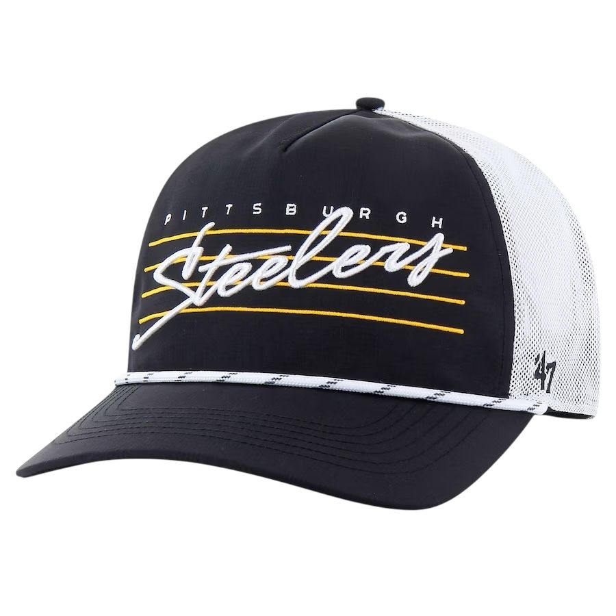 Pittsburgh Steelers Men’s Black Downburst 47 Trucker Snapback Hat