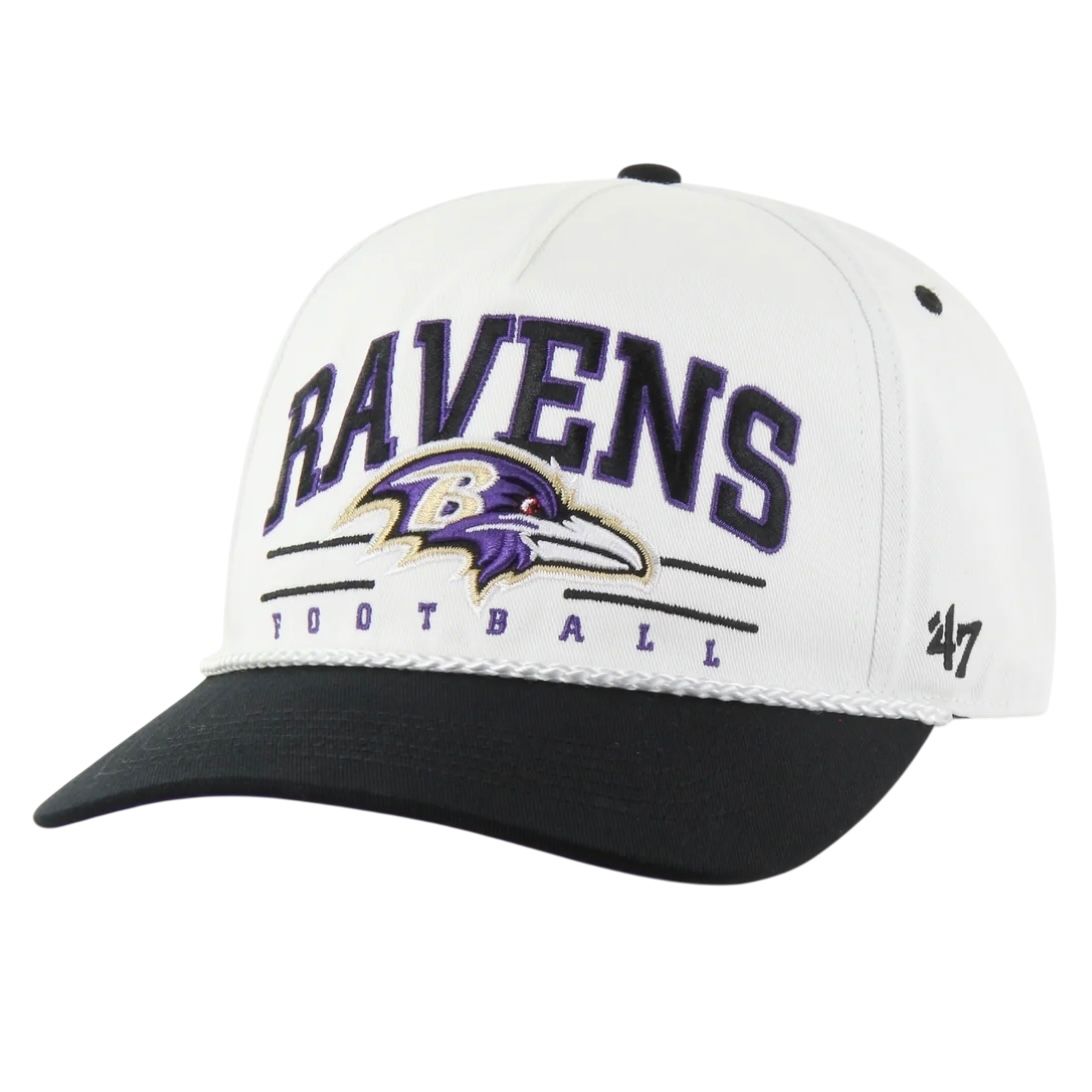 Baltimore Ravens Men’s White Roscoe 47 Hitch Snapback Hat