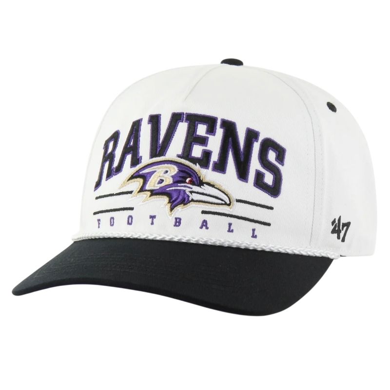Baltimore Ravens Men’s White Roscoe 47 Hitch Snapback Hat