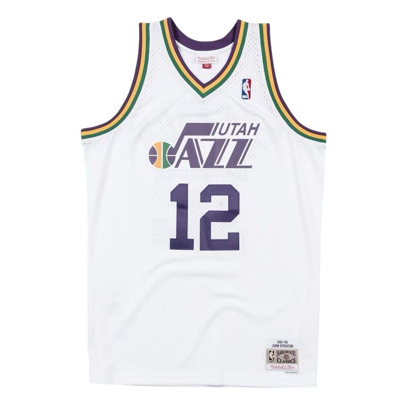 Utah Jazz John Stockton 1991-92 Men's White Mitchell & Ness Swingman Jersey Utah Jazz John Stockton 1991-92 Men's White Mitchell & Ness Swingman Jersey