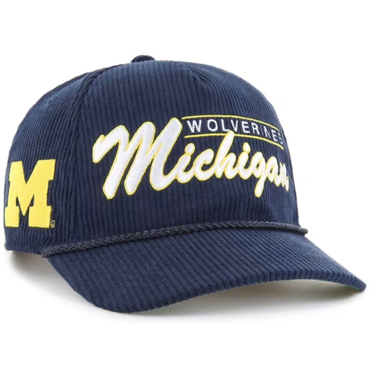 Michigan Wolverines Men’s Navy Double Header Corduroy 47 Brand Hitch Adjustable Hat