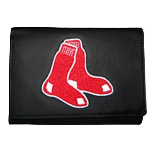 Boston Red Sox Leather Embroidered Tri-Fold Wallet Boston Red Sox Leather Embroidered Tri-Fold Wallet