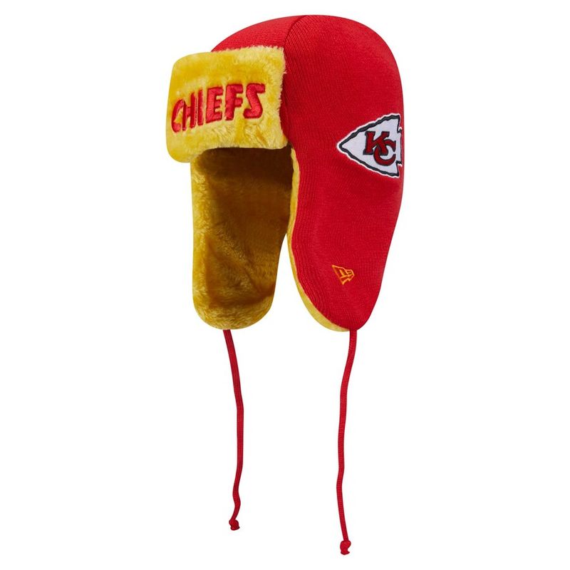 Kansas City Chiefs Men's Red New Era Helmet Head Trapper Knit Hat Kansas City Chiefs Men's Red New Era Helmet Head Trapper Knit Hat