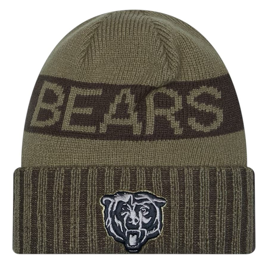 Chicago Bears Men's Dark Green New Era 2025 Salute to Service Cuffed Knit Hat Chicago Bears Men's Dark Green New Era 2025 Salute to Service Cuffed Knit Hat