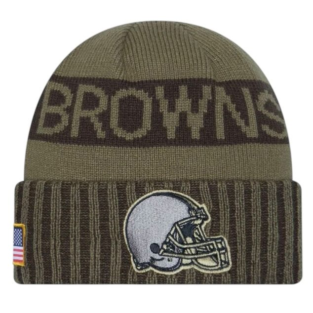 Cleveland Browns Men's Dark Green New Era 2025 Salute to Service Cuffed Knit Hat