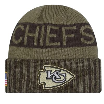 Kansas City Chiefs Men's Dark Green New Era 2025 Salute to Service Cuffed Knit Hat Kansas City Chiefs Men's Dark Green New Era 2025 Salute to Service Cuffed Knit Hat